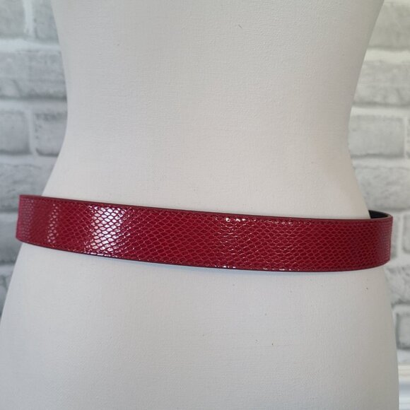 Reversible Pink Black Leather Belt Silver Tone Buckle Womens L/XL - Picture 7 of 7